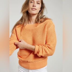 YaYa Chunky Knit Crew Sweater in Orange